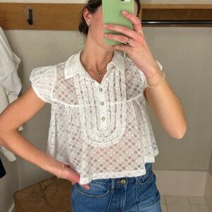 Maeve White Cropped Swing Top